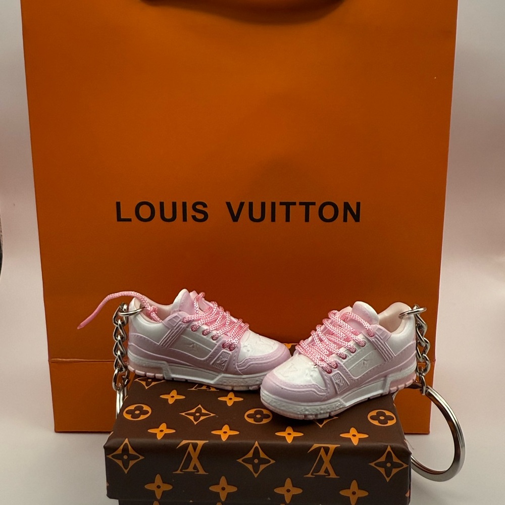 LV Pink and White Sneaker Keychain